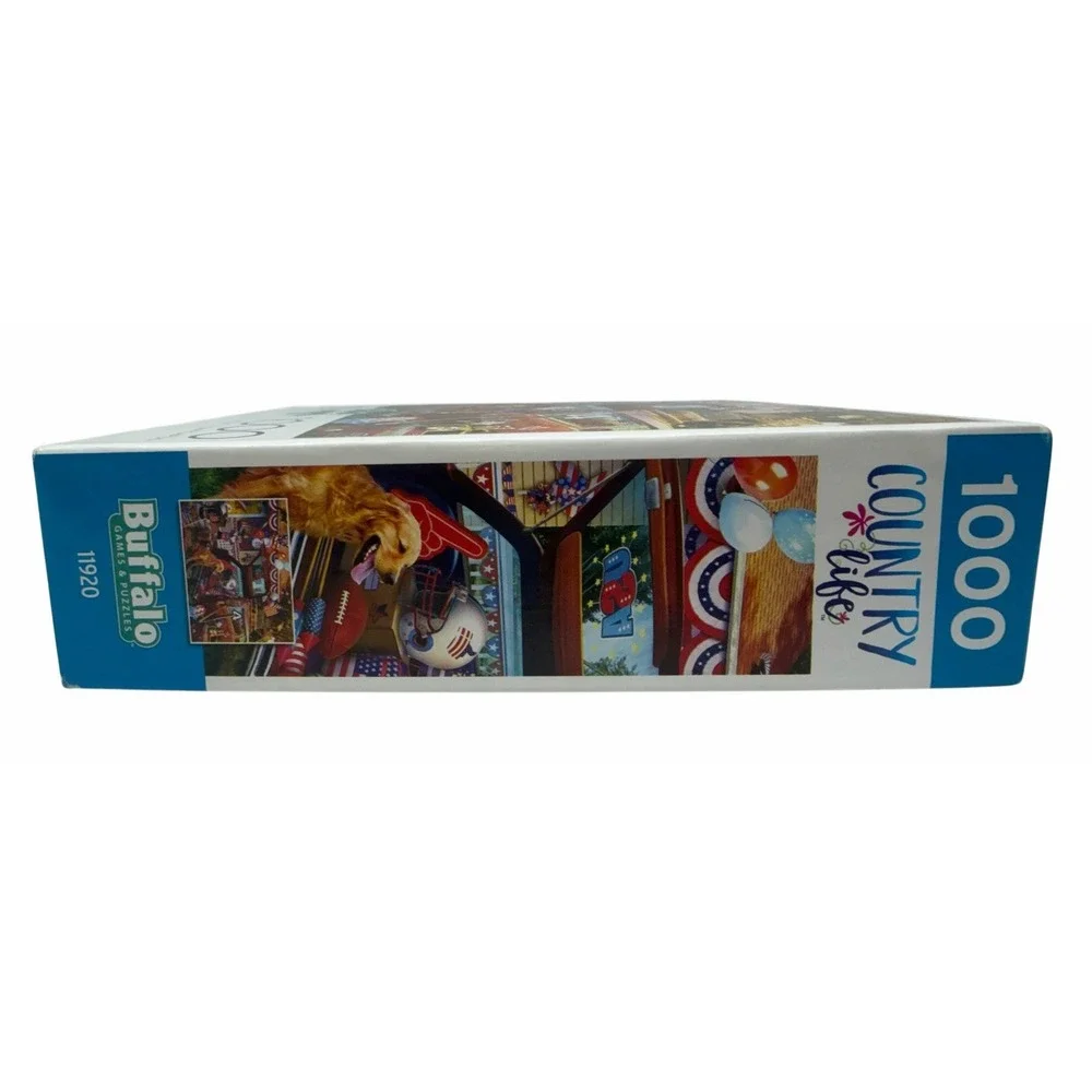 Lot of 2 Buffalo Games Country Life 1000 Pc Puzzles Farmers Market Patriotic